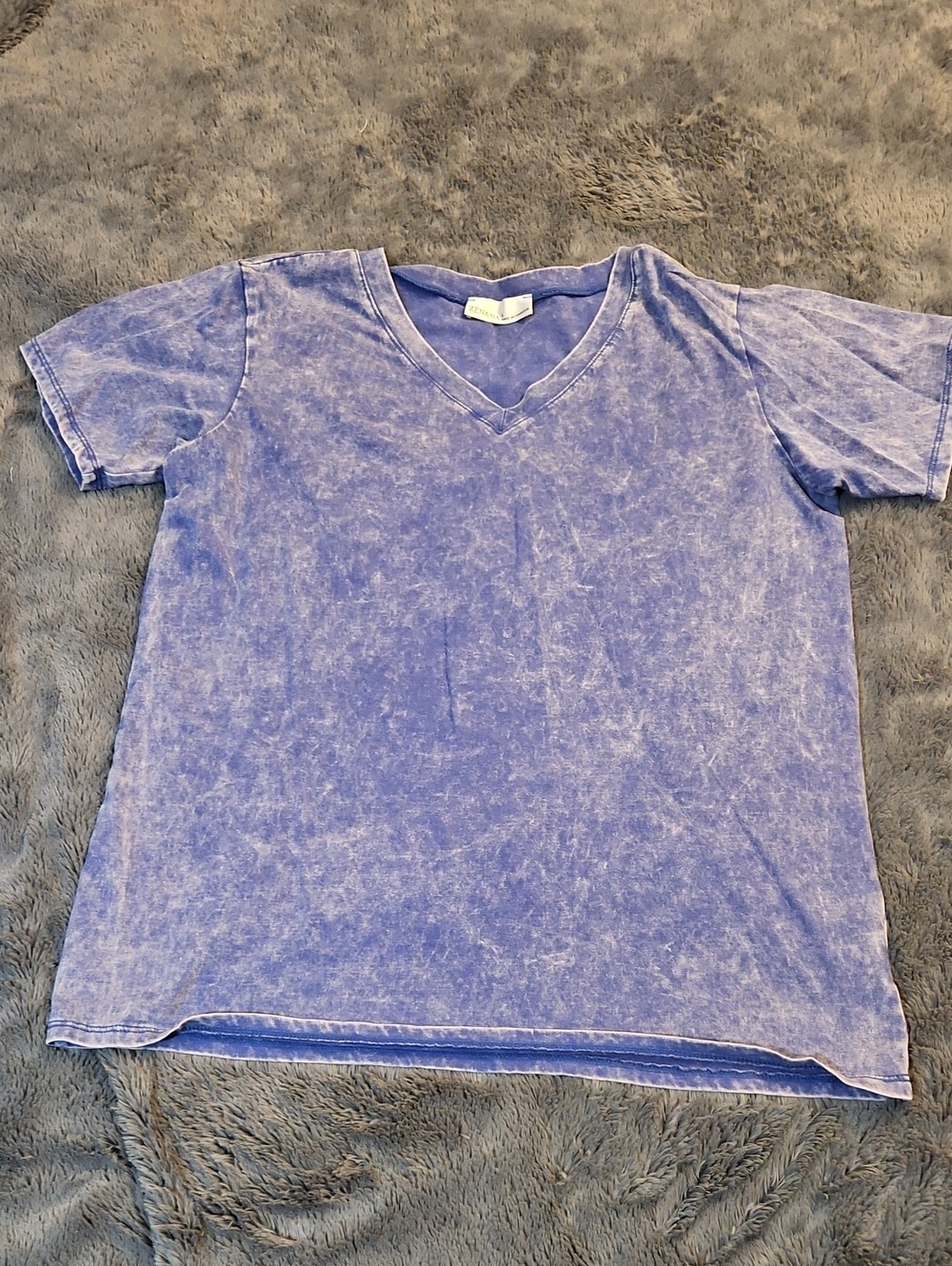 Zenana Outfitters Mineral-Wash Purple V-Neck Tee NWOT